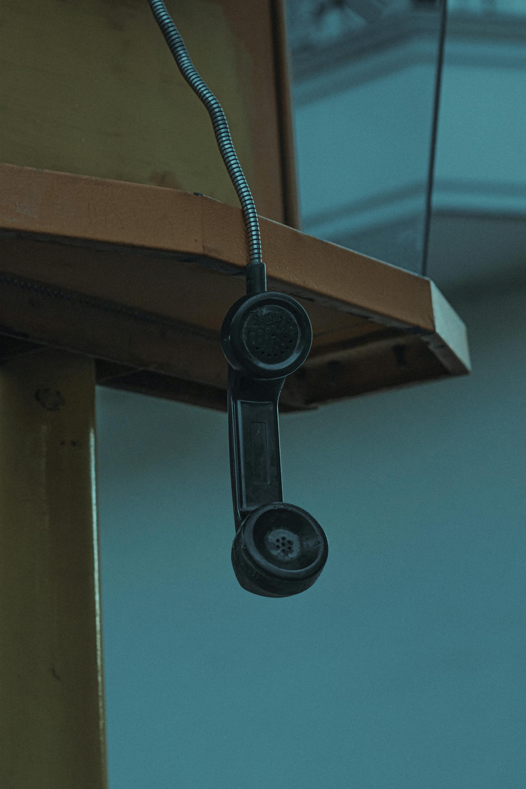 Phone hanging upside down.