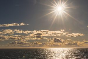Sunshing over the ocean.